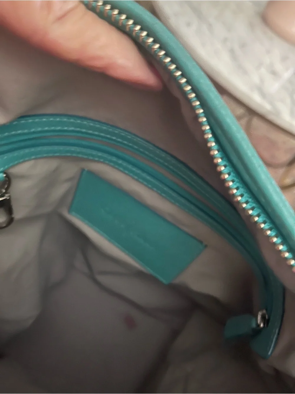 Cole Haan Teal Leather Shoulder Bag with Tan Strap
